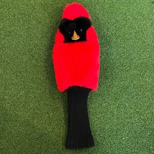 Vintage Cardinal Head Golf Club Head Cover Red Plush Bird
